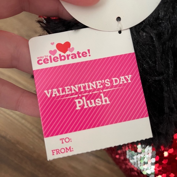 ✨Way to Celebrate✨Red and Black Hearts✨Flip Sequin Dachshund✨11” Plush✨ - Picture 9 of 11